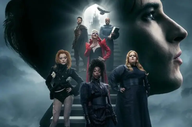 Personajes de la serie The Sandman mostrando distintos estilos de magia, con vestuario, símbolos y gestos que reflejan su poder.