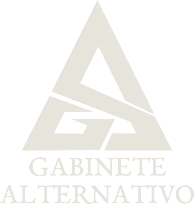 Logo de Gabinete Alternativo, Una triángulo conformado por letras G y A. Color pergamino suave.